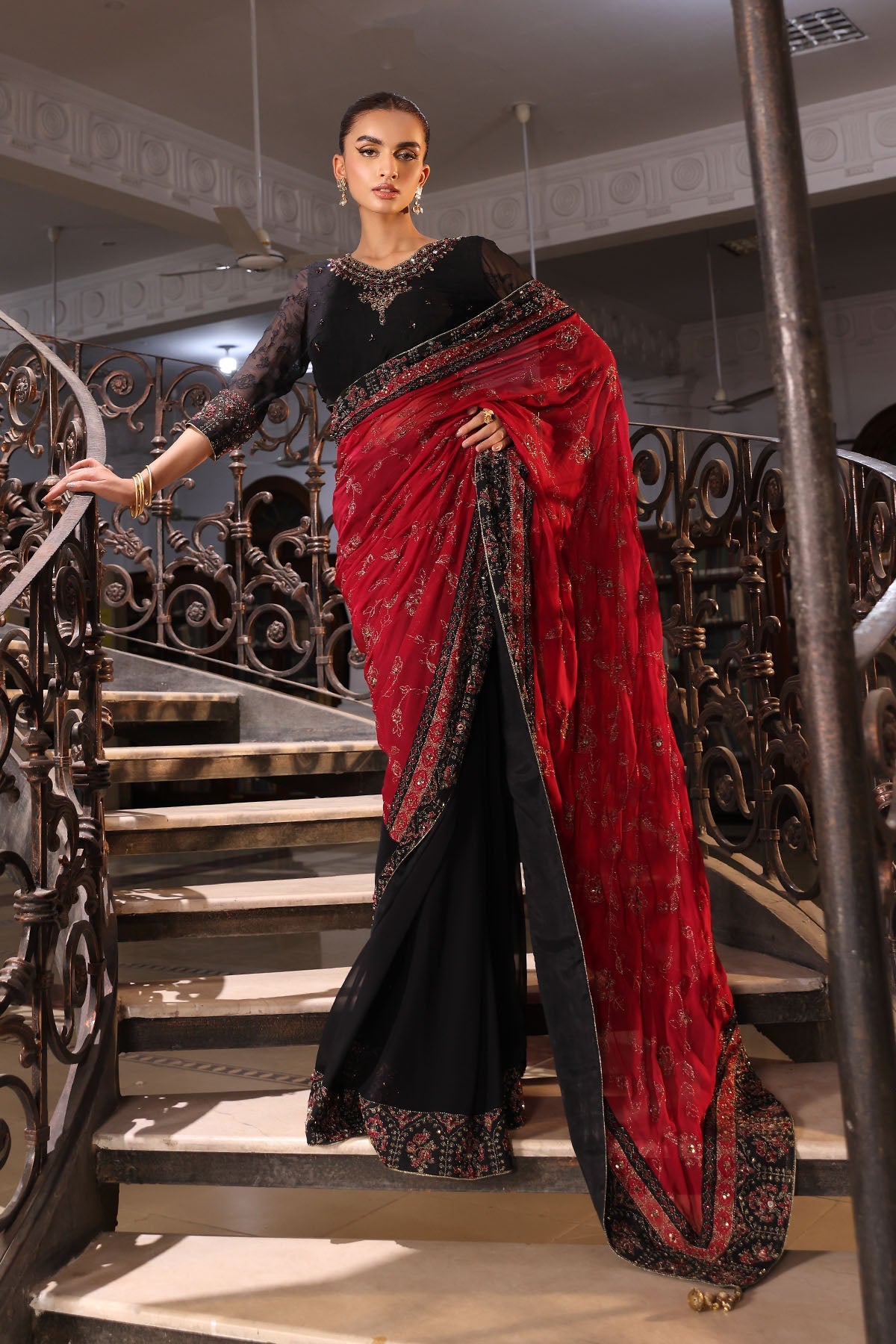 Chinyere Wedding Exclusive - 3 Piece Embroidered Chiffon Black Suit ...