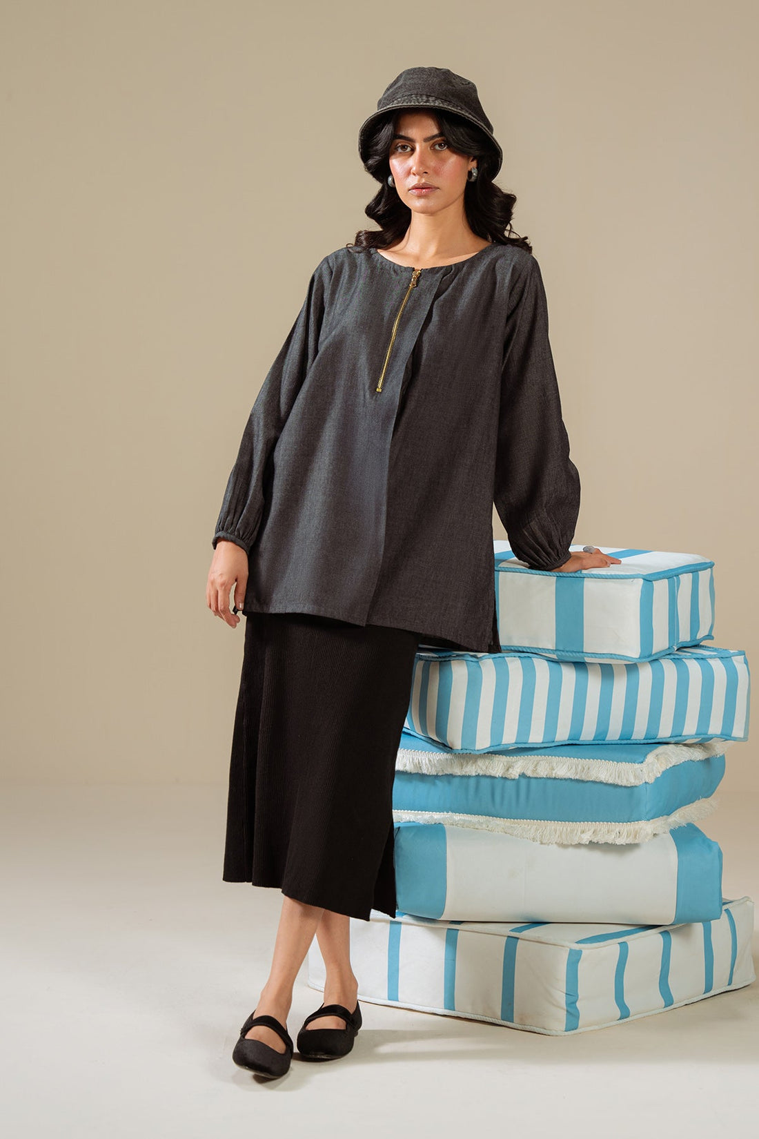 Chinyere Gen Z 1 Piece Shirt Denim Charcoal Shirt Fall Winter 2024