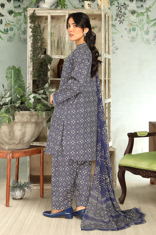 Printed Slub Khaddar Unstitch Suit - DU0409