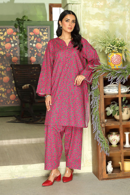 2 Piece Magenta Printed Suit (DU0405)