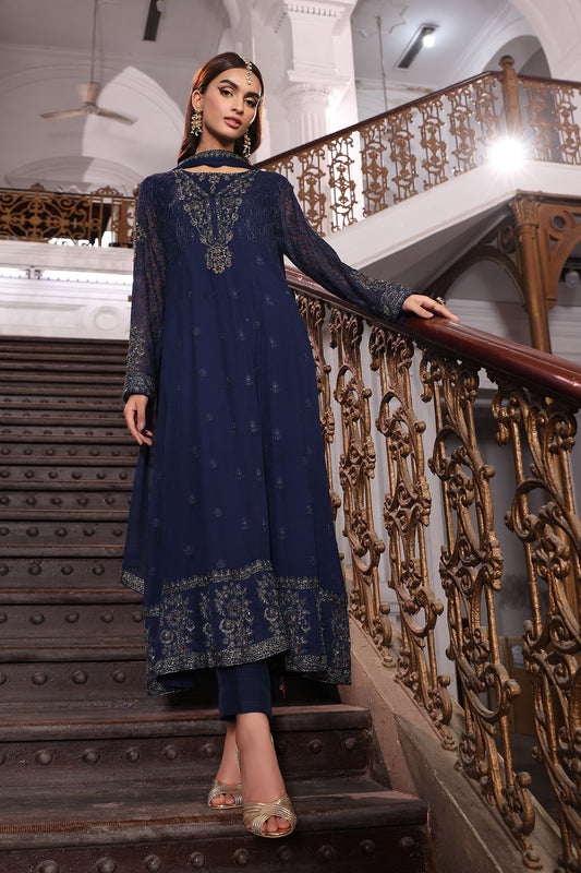 3 Piece Chiffon Embroidered Suit (AW0011)