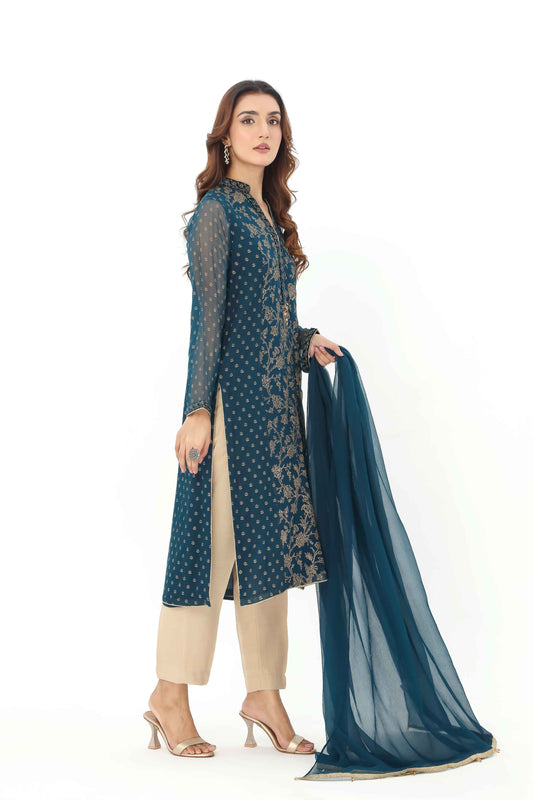 2 Piece Chiffon Embroidered Suit (AP0033)