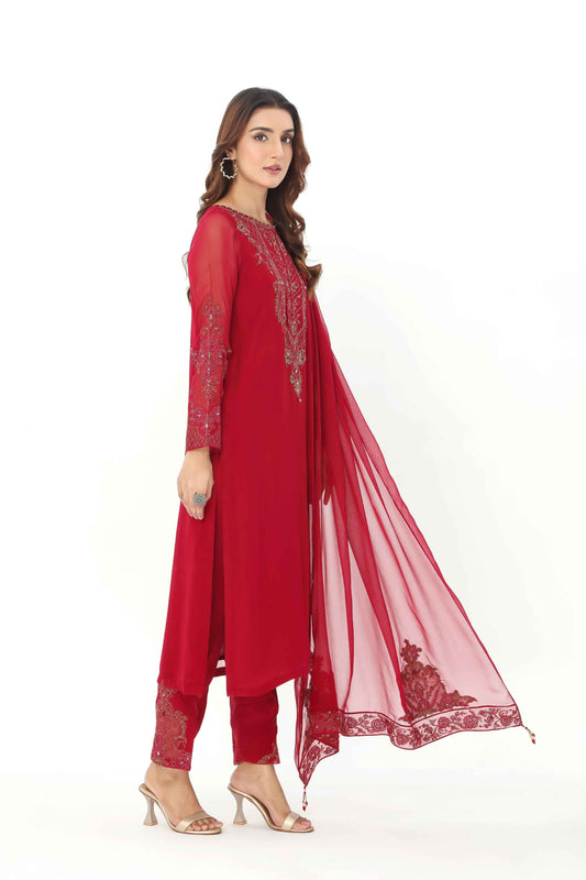 3 Piece Chiffon Embroidered Suit (AP0039)