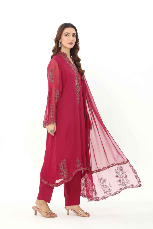 3 Piece Chiffon Embroidered Suit (AP0042)