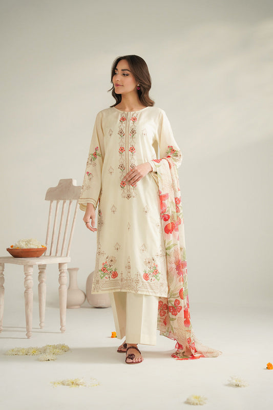 3 Piece Lawn Embroidered Unstitched Suit (UC0109)