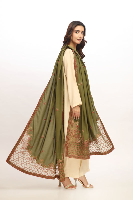 1 Piece Lawn Karandi Embroidered Shawl (BB9987)