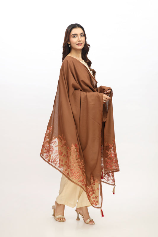 1 Piece Lawn Karandi Embroidered Shawl (BB9989)