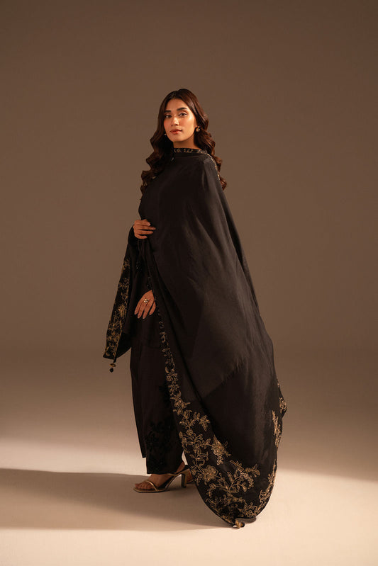 1 Piece Raw Slik Embroidered Shawls (FH0022)