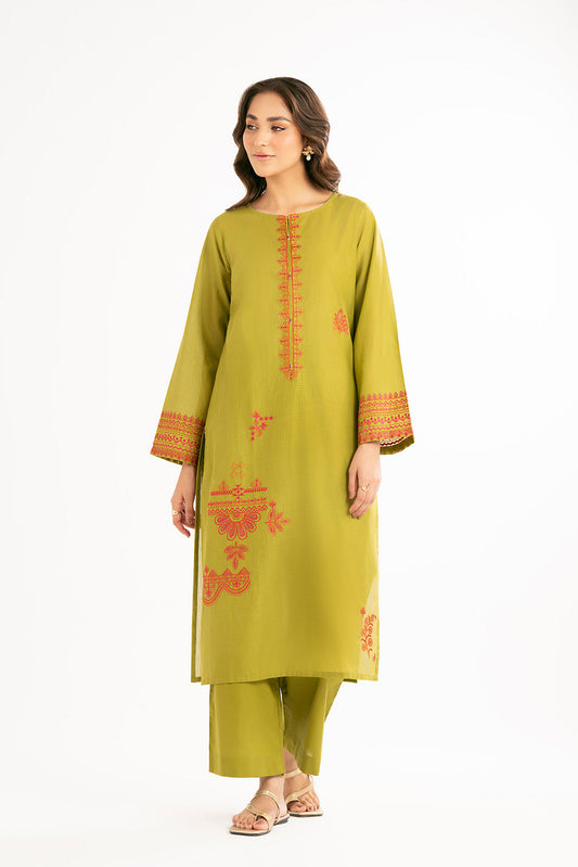 2 Piece Strip Cotton Embroidered Suit (CP0178)