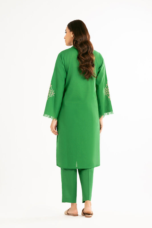 2 Piece Cotton Jackard Embroidered Suit (CP0193)