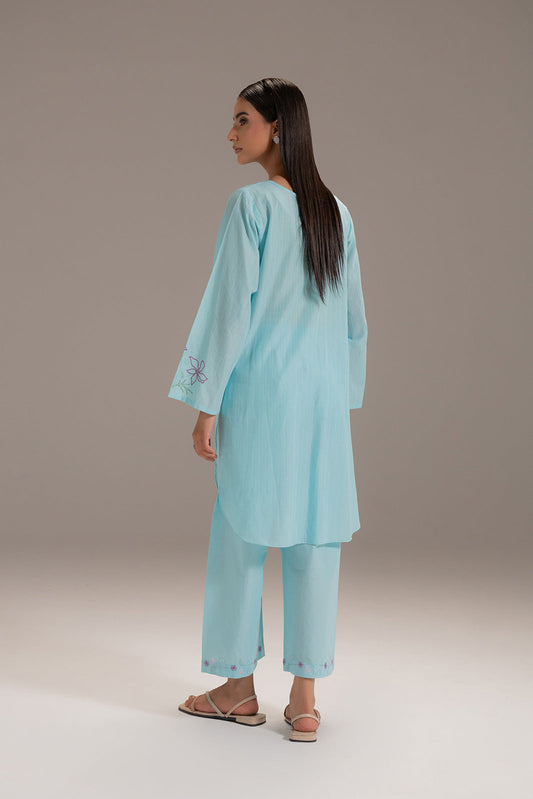 2 Piece Strip Cotton Embroidered Suit (CP0212)