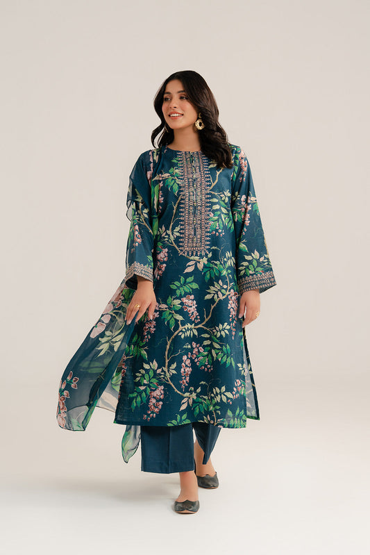 3 Piece Printed Slub Khaddar Printed Suit (CP0284)
