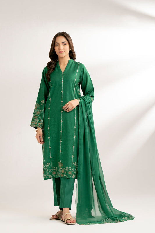 3 Piece Self Jacquard Embroidered Suit (CS0167)