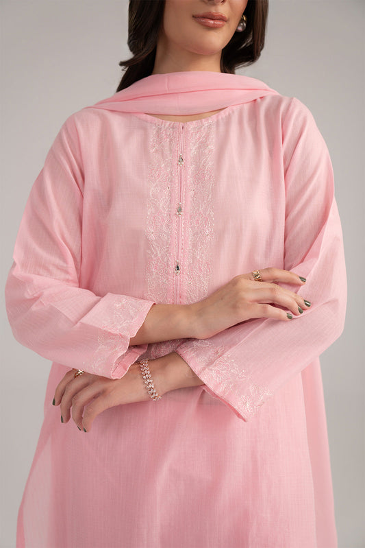 3 Piece Cotton Stripe Embroidered Suit (CS0232)