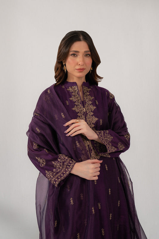 3 Piece Visc Khadi Net Embroidered (CS0242)