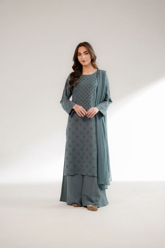 3 Piece Cotton Karandi Embroidered Suit (CS0302)