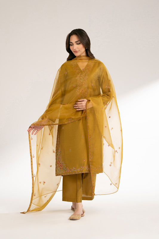 3 Piece Cotton Silk Embroidered Suit (CS0417)