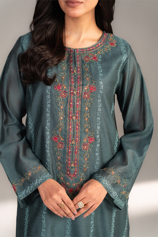 2 Piece Viscose Khadi Net Embroidered Suit (CS0436)