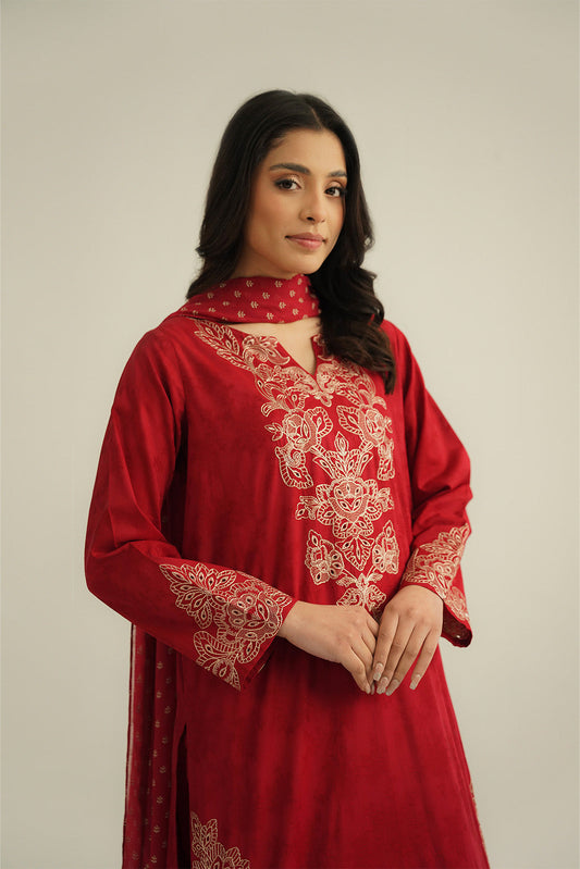 3 Piece Dobby Embroidered Suit (CS0448)