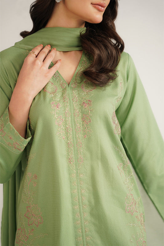 3 Piece Cotton Jacquard Embroidered Suit (CS0485)
