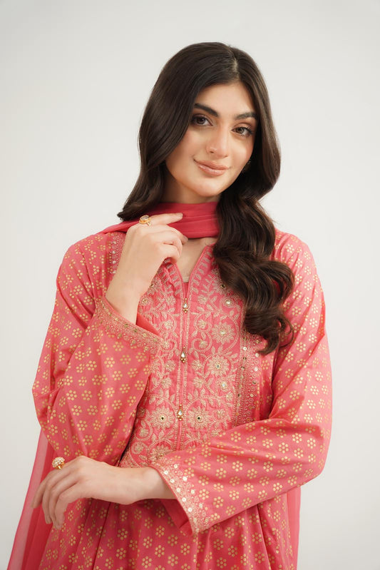 3 Piece Printed Lawn Embroidered Suit (CS0527)