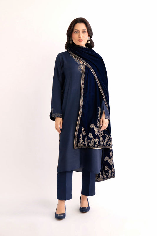 1 Piece Blue Embroidered Stole (AV0037)