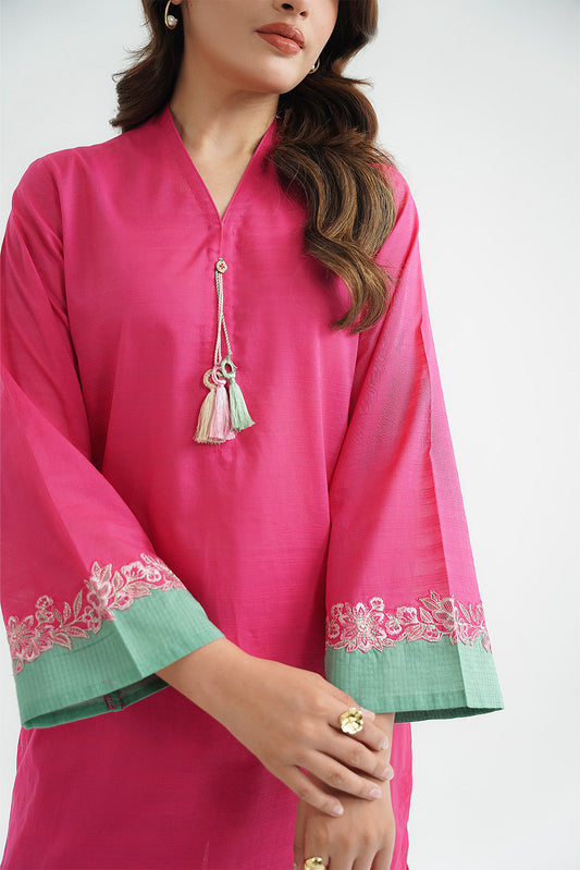 2 Piece Strip Cotton Embroidered Suit (CP0442)