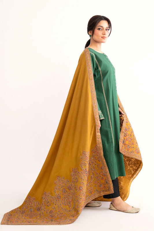 1 Piece Mustard Embroidered Shawl (BS0040)