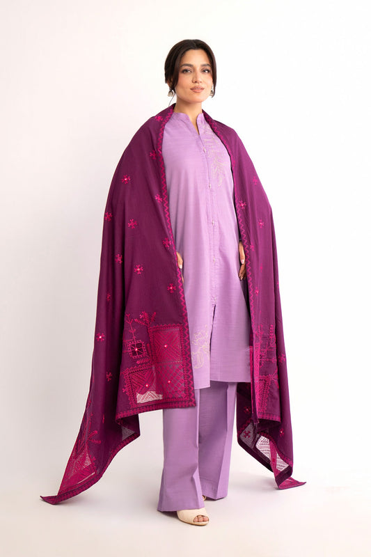 1 Piece Purple Embroidered Shawl (BS0041)