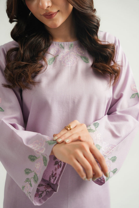 2 Piece Dobby Cotton Embroidered Suit (CP0496)