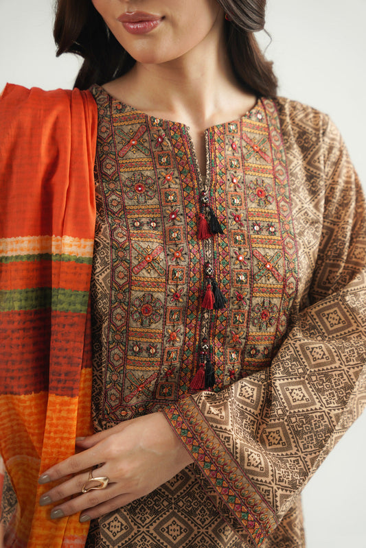 3 Piece Printed Lawn Embroidered Suit (CP0490)
