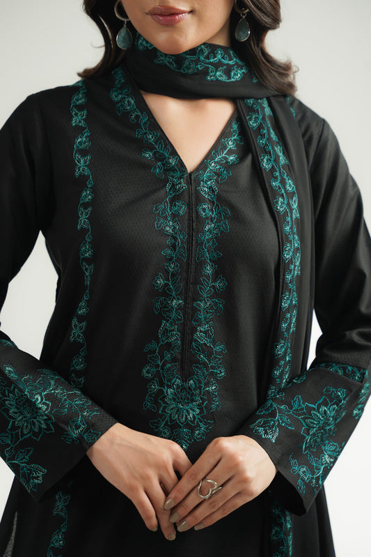 3 Piece Dobby Embroidered Suit (CS0581)