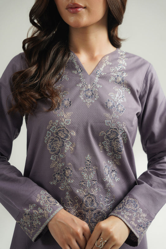 2 Piece Self Jacquard Embroidered Suit (CS0587)