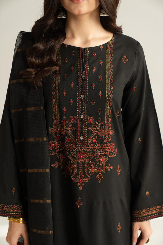 3 Piece Cotton Silk Embroidered Suit (CS0538)