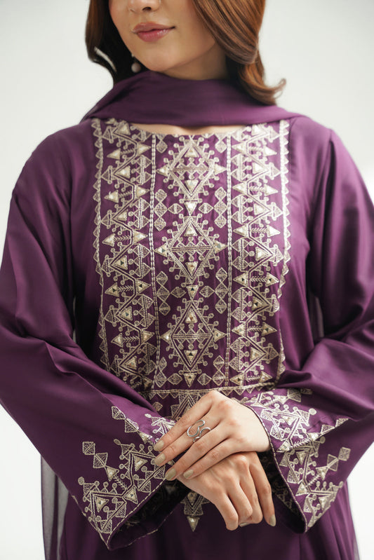 3 Piece Arabic Lawn Embroidered Suit (CS0583)