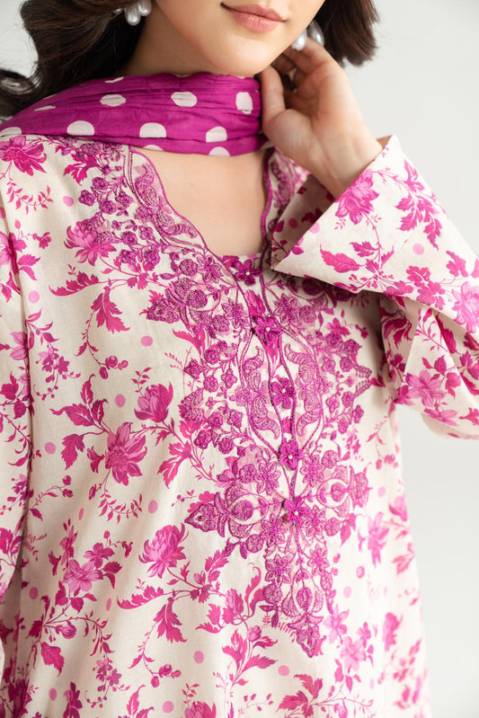 3 Piece Printed Lawn Embroidered Suit (CP0467)