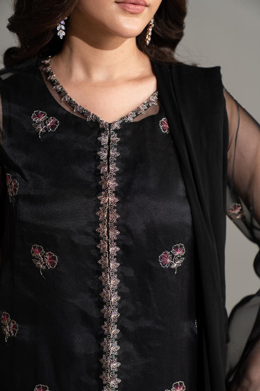 3 Piece Organza Embroidered Suit (FL0175)