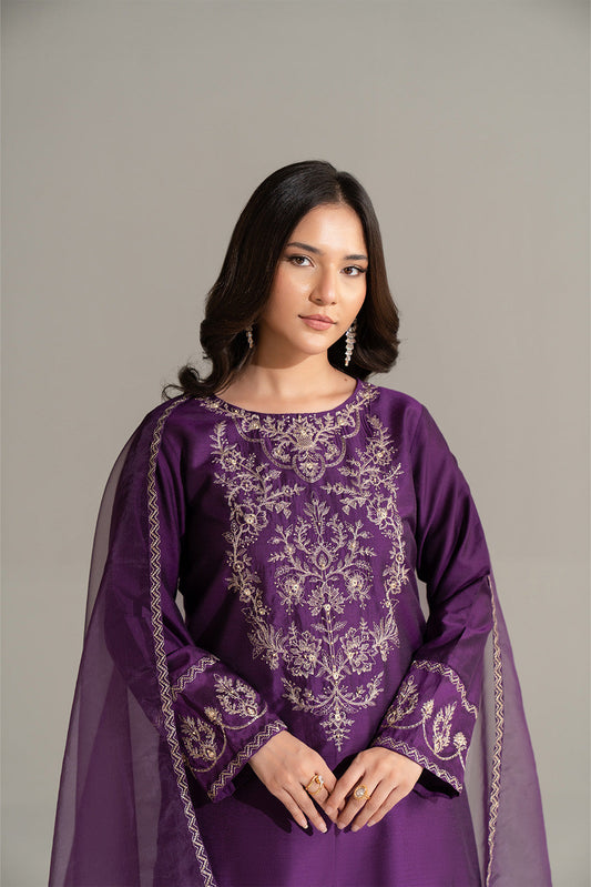 3 Piece Cotton Silk Embroidered Suit (FS0163)