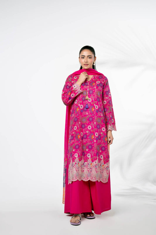 3 Piece Printed Lawn Embroidered Suit (PD1357)
