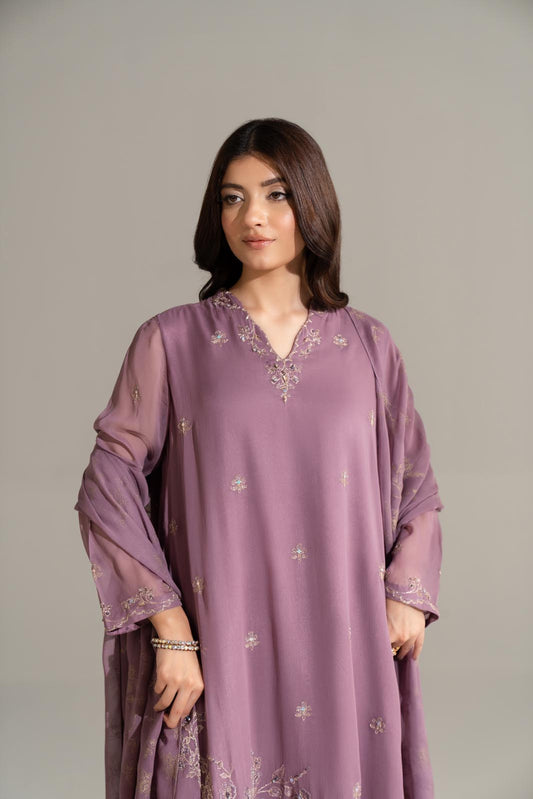 3 Piece Chiffon Embroidered Suit (FL0170)