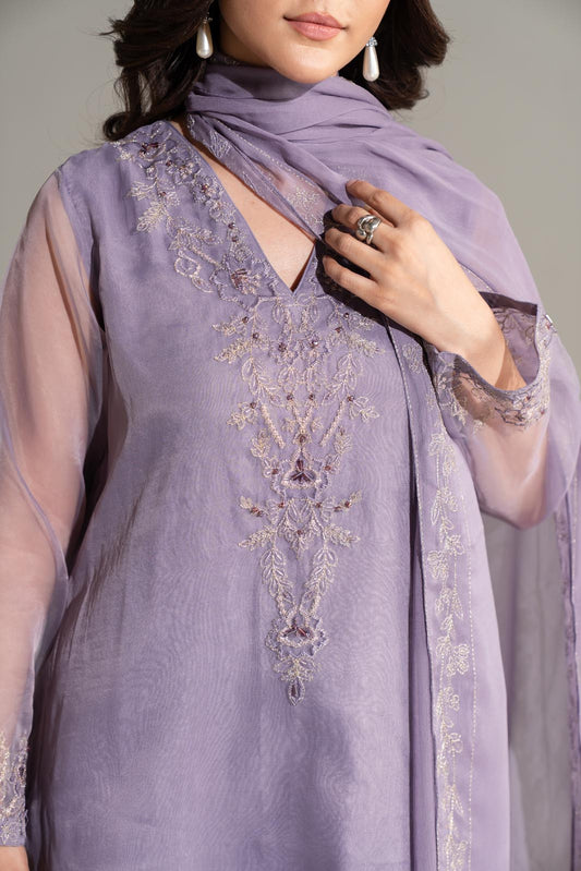 3 Piece Organza Embroidered Suit (FL0176)
