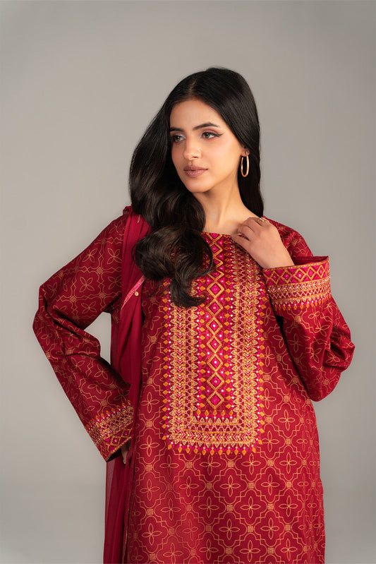 3 Piece Printed Lawn Embroidered Suit (CS0552)