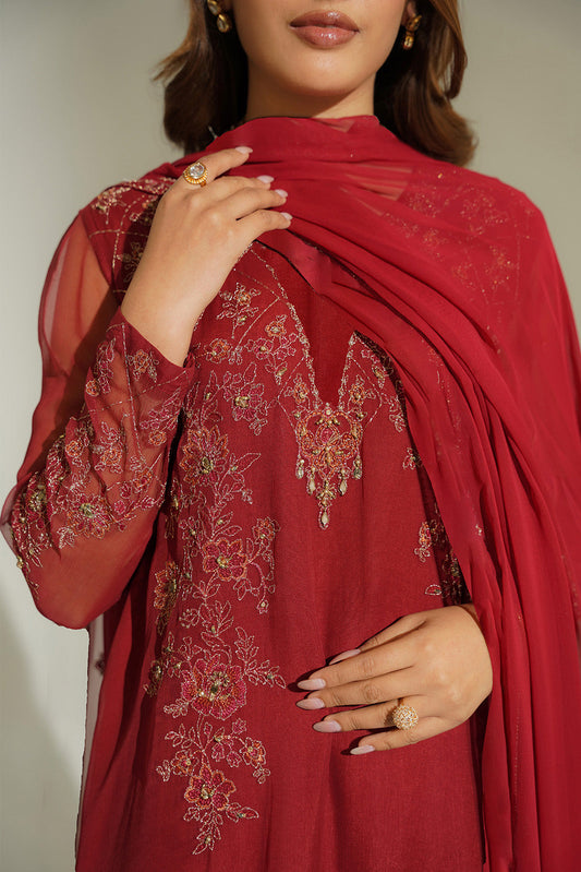 3 Piece Chiffon Embroidered Suit (FL0142)