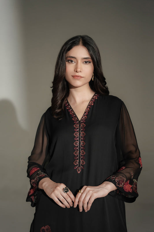 1 Piece Chiffon Embroidered Dress (FL0231)