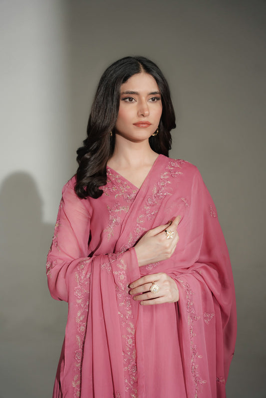 3 Piece Chiffon Embroidered Suit (FL0233)