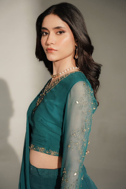 2 Piece Chiffon Embroidered Saree Lehnga/Blouse (FW0028)