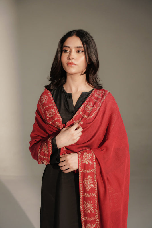 1 Piece Khaddi Net Embroidered Shawl (FH0033)