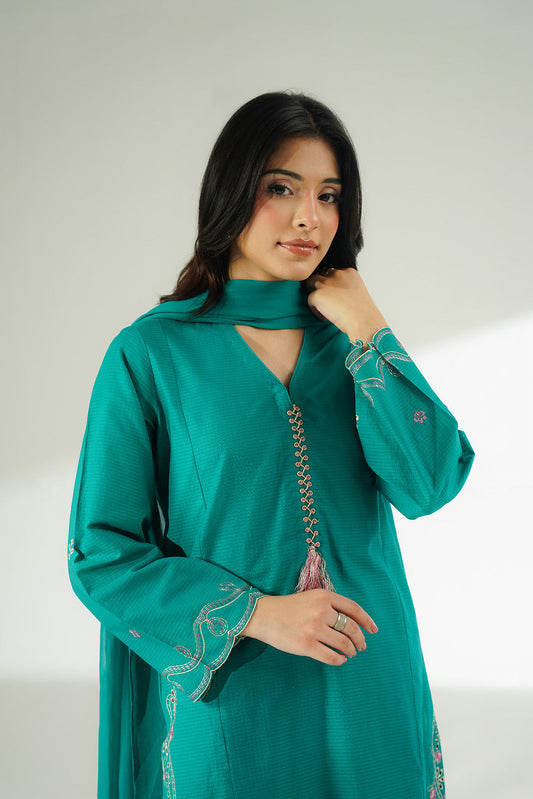 3 Piece Cotton Rip Stop Embroidered Suit (CS0643)
