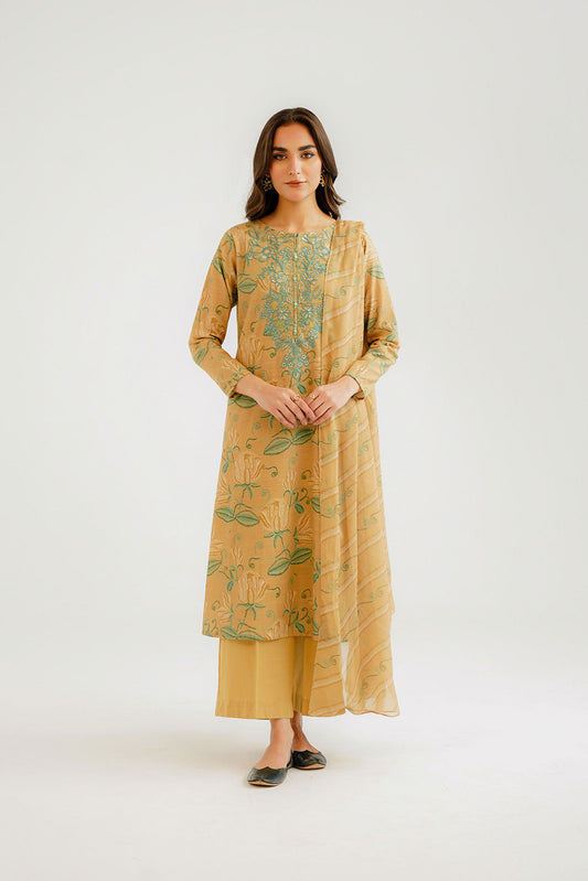 3 Piece Slub Khaddar Printed Suit (CP0292)