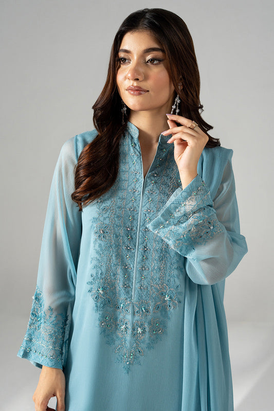 3 Piece Chiffon Embroidered Suit (FS0201)